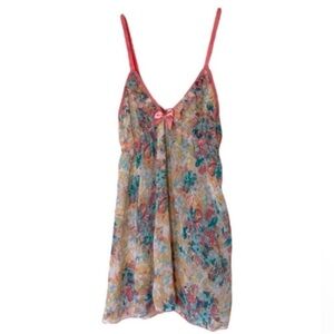 Passion Forever Nighty Floral Coral Orange Turquoise Blue Colorful Nightgown Pj